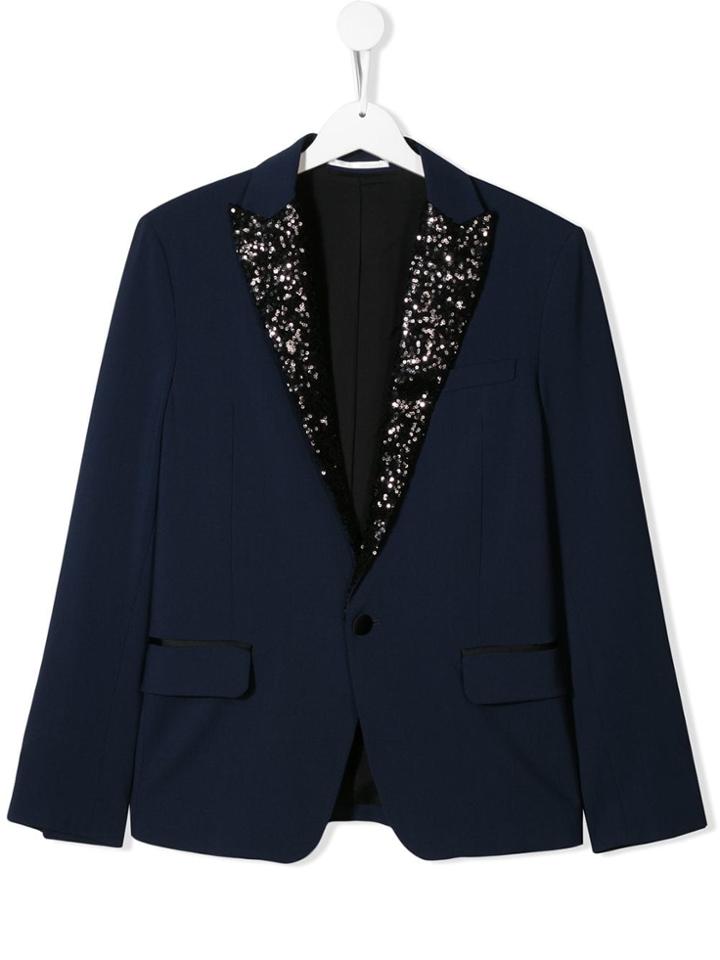 Dsquared2 Kids Teen Sequinned Lapel Blazer - Blue