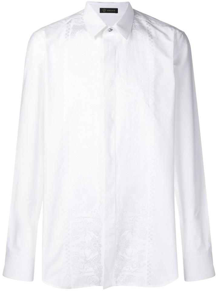 Versace Embroidered Jacquard Shirt - White