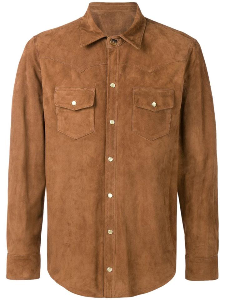 Fortela Curved Hem Shirt - Brown