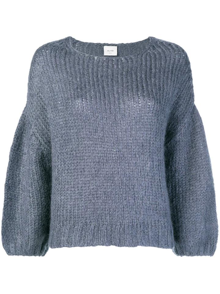 Alysi Balloon Sleeve Sweater - Blue