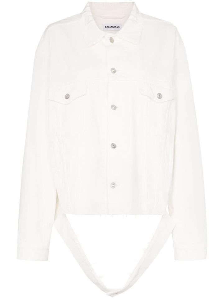 Balenciaga Cut Waistband Oversized Denim Jacket - White