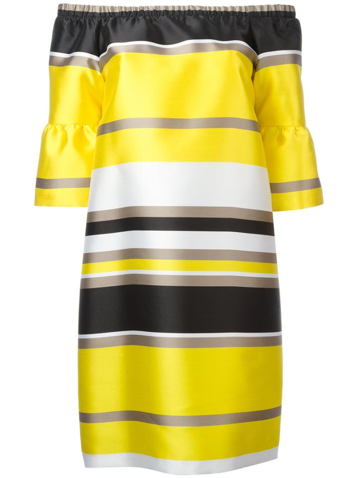 Blugirl Striped Off-shoulder Dress, Women's, Size: 44, Yellow/orange, Polyester