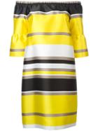 Blugirl Striped Off-shoulder Dress, Women's, Size: 44, Yellow/orange, Polyester