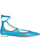 Aquazzura Christy Ballerinas, Women's, Size: 40, Blue, Leather/pvc