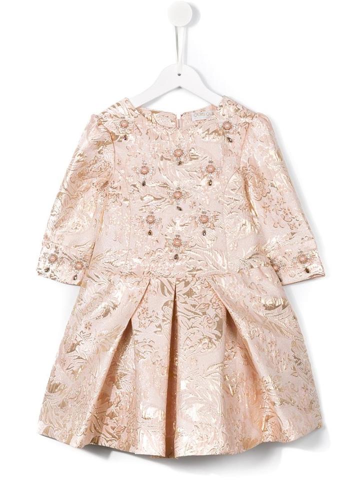 Quis Quis Floral Cloqué Pleated Dress, Girl's, Size: 8 Yrs, Pink/purple