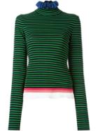 Msgm Striped Roll Neck Jumper, Women's, Size: Medium, Green, Cotton/viscose