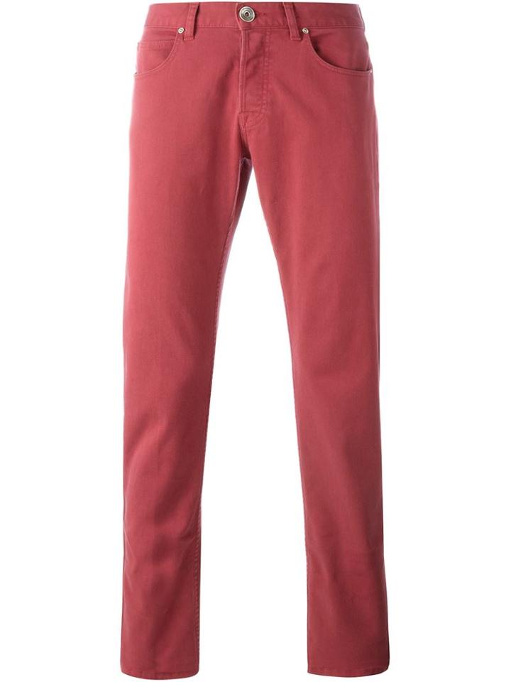 Eleventy Regular Fit Jeans, Men's, Size: 30, Red, Cotton/spandex/elastane