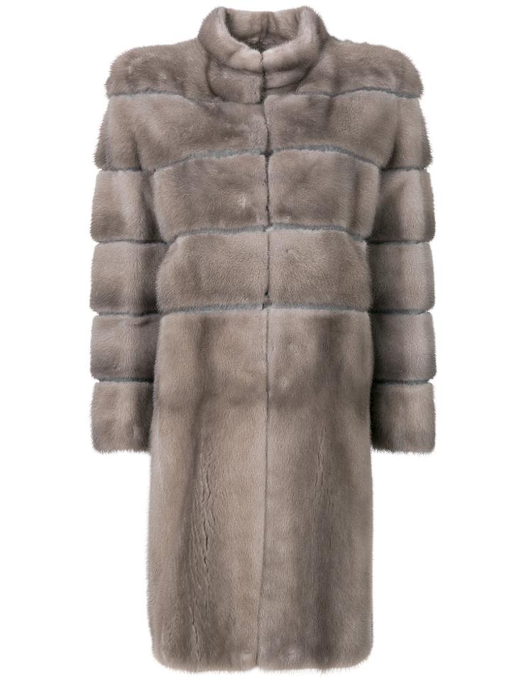 Liska Padded Fur Coat - Grey