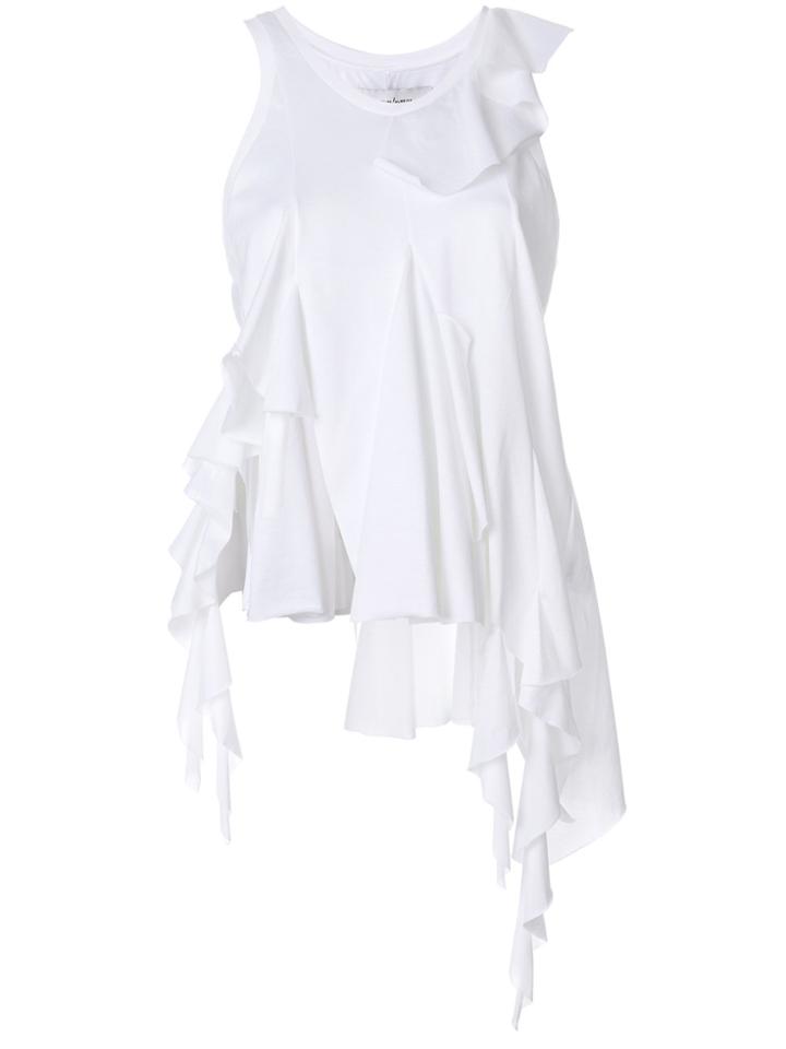 Marques'almeida Ruffle Trim Asymmetric Top - White