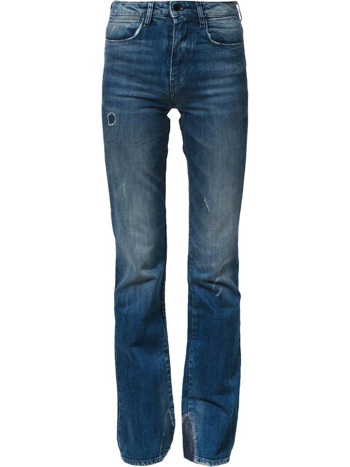 Brocken Bow Distressed Flared Jeans, Women's, Size: 25, Blue, Cotton/spandex/elastane