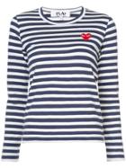 Comme Des Garçons Play Striped Long Sleeved T-shirt - Blue