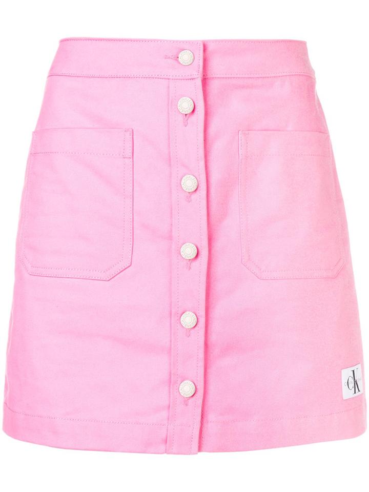 Calvin Klein Jeans Buttoned Denim Skirt - Pink