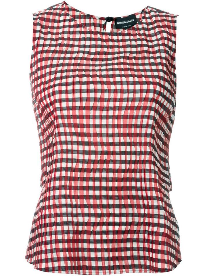Giorgio Armani Pleated Gingham Top