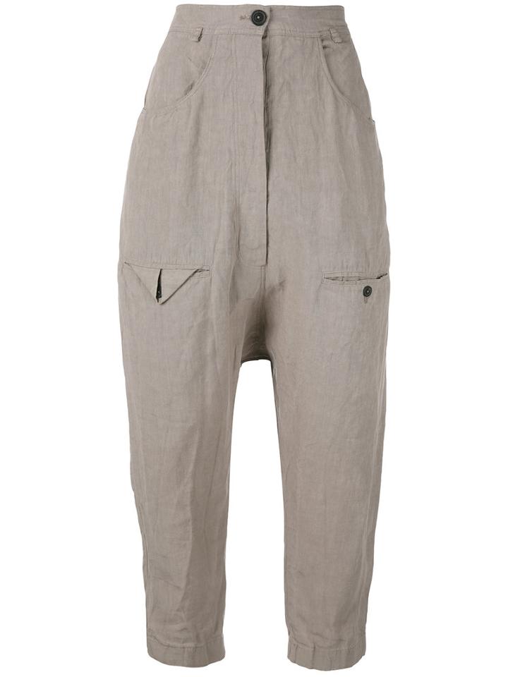 Rundholz - Crop-crotch Trousers - Women - Linen/flax - S, Nude/neutrals, Linen/flax