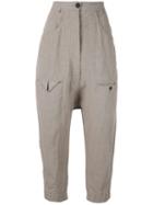 Rundholz - Crop-crotch Trousers - Women - Linen/flax - S, Nude/neutrals, Linen/flax