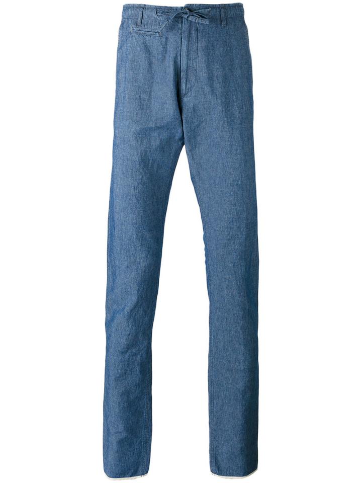 Lardini - Drawstring Denim Trousers - Men - Cotton/linen/flax - 52, Blue, Cotton/linen/flax