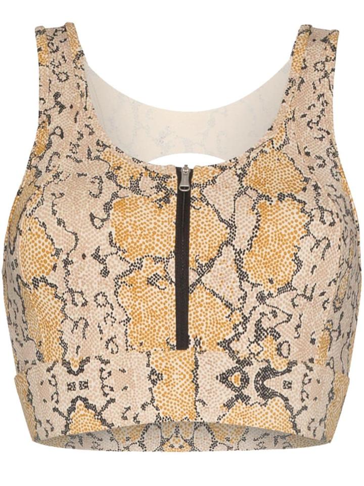 Varley Varley Fay Snake Print Zip Sprts Bra Zip - Brown