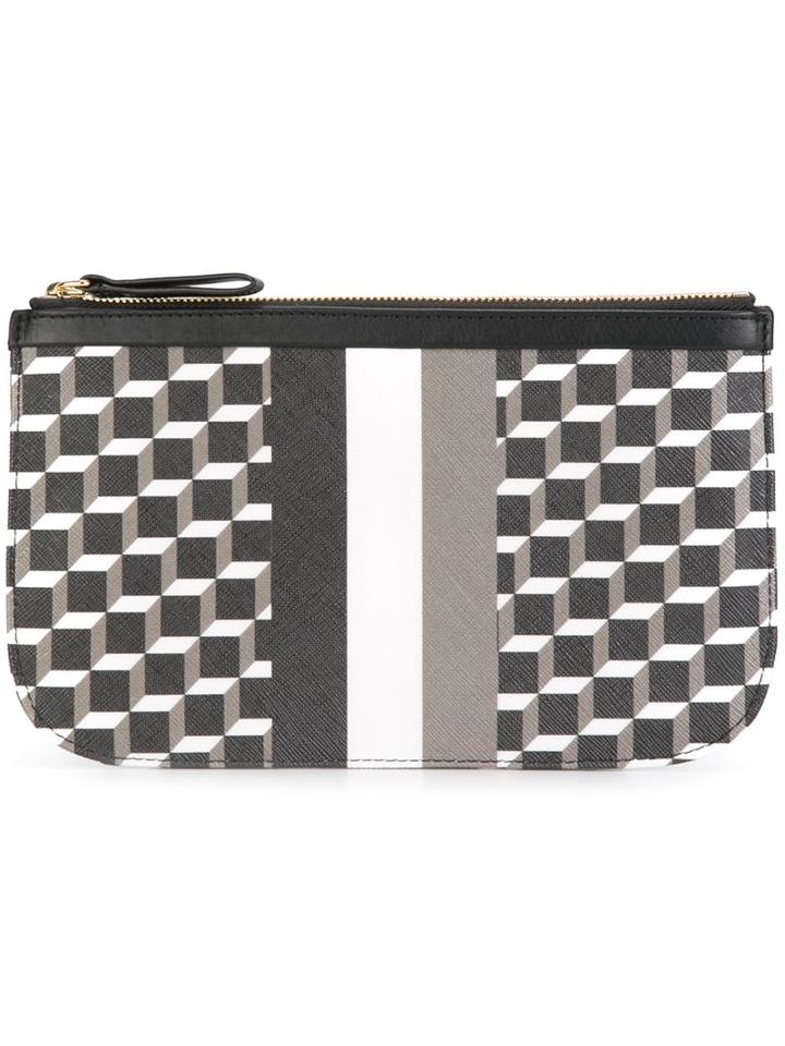 Pierre Hardy 'cube Stripe' Clutch, Women's, Black, Calf Leather