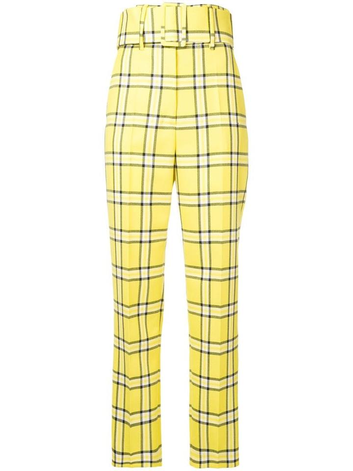Sara Battaglia Check Belted Trousers - Yellow