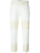 Blumarine Lace Cropped Trousers, Women's, Size: 38, White, Cotton/polyester/polyamide