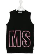 Msgm Kids Sleeveless Sweatshirt, Toddler Girl's, Size: 4 Yrs, Black