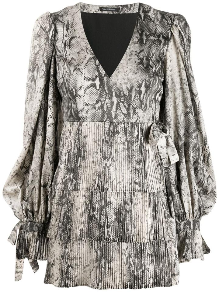 Wandering Snake Print Tiered Dress - Neutrals