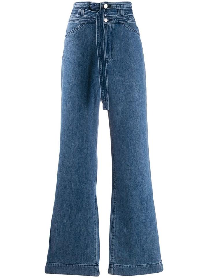 J Brand Belted Flared Leg Jeans - Blue