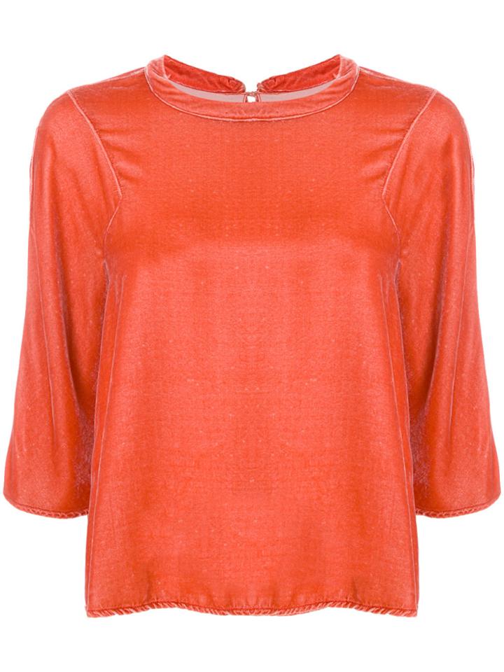 Aspesi Velvet Slit Back Top - Yellow & Orange