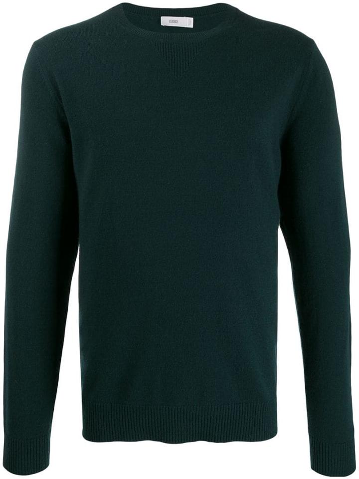 Closed Plain Crew-neck Pullover - Green