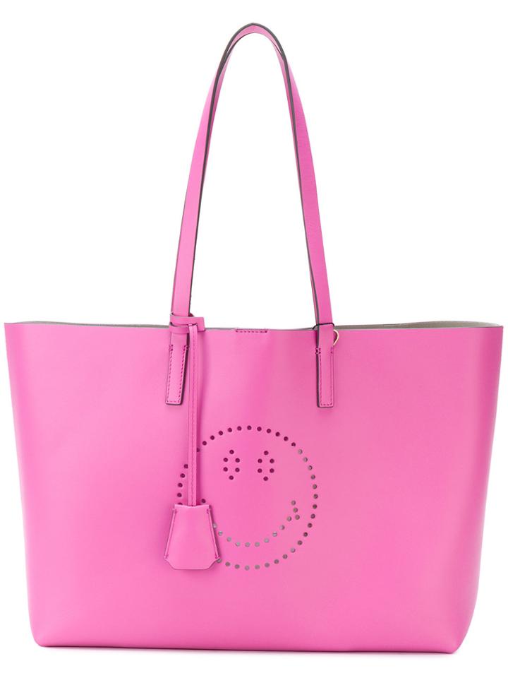 Anya Hindmarch Perforated Smiley Shopper Tote - Pink & Purple