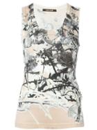 Roberto Cavalli Printed Tank Top, Women's, Size: 40, Nude/neutrals, Silk