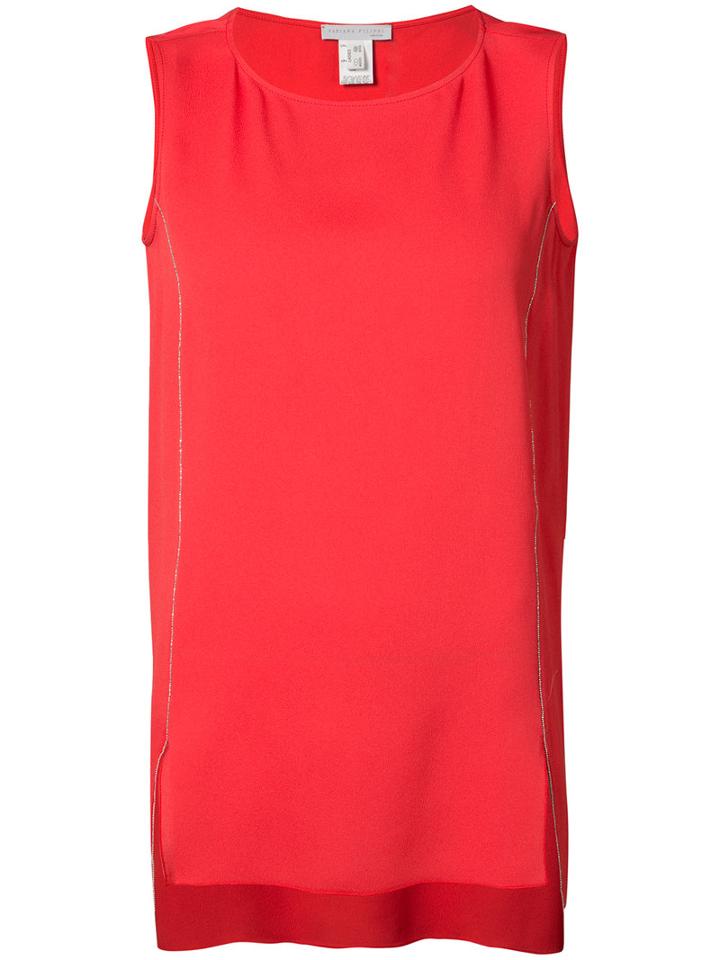 Fabiana Filippi - High-low Tank Top - Women - Silk/acetate - 42, Red, Silk/acetate
