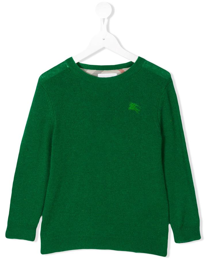 Burberry Kids Embroidered Logo Jumper, Boy's, Size: 6 Yrs, Green