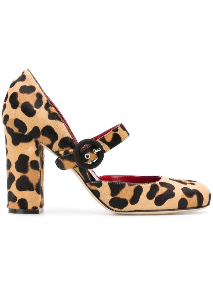 Antonio Barbato Leopard Print Mary Jane Pumps - Nude & Neutrals