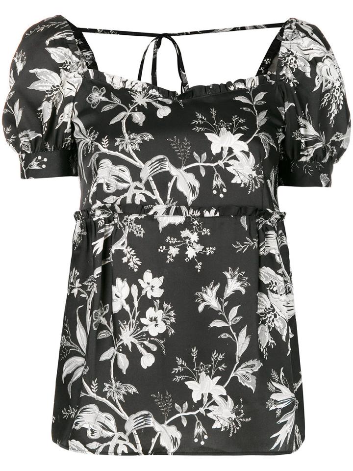 Mcq Alexander Mcqueen - Floral Embroidered Blouse - Women - Polyester - 40, Black, Polyester