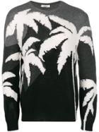 Valentino Colour-block Palm Knit Sweater - Grey