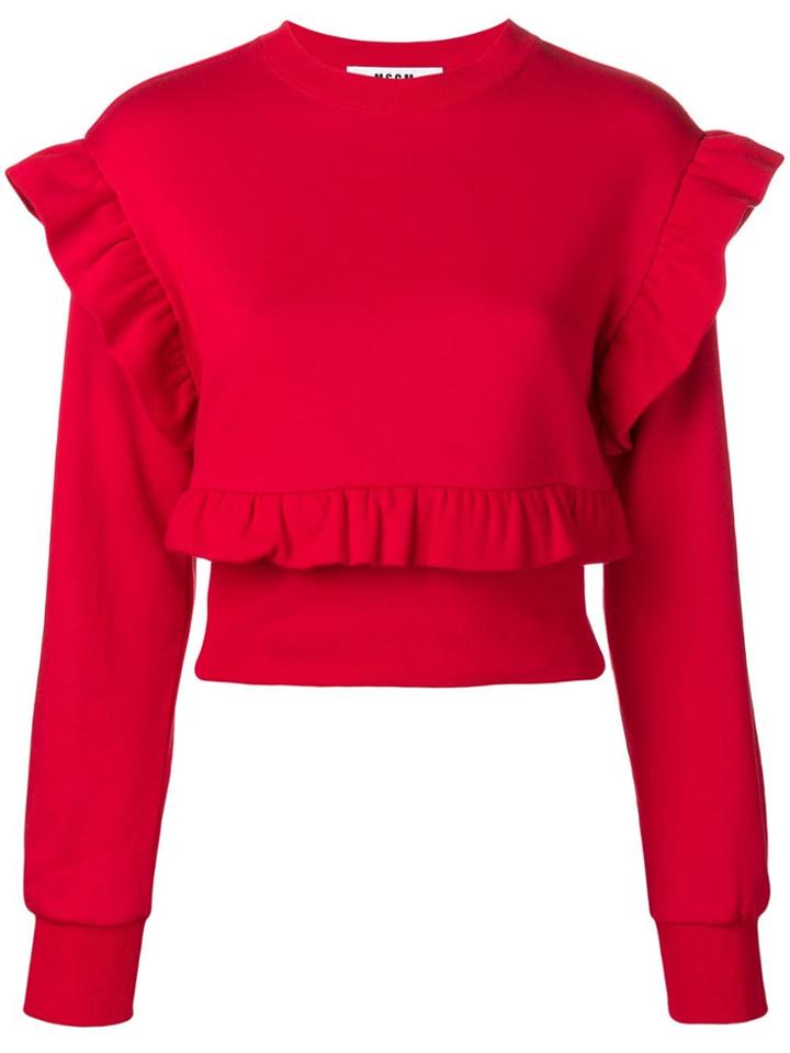 Msgm Frill Trim Sweatshirt - Red