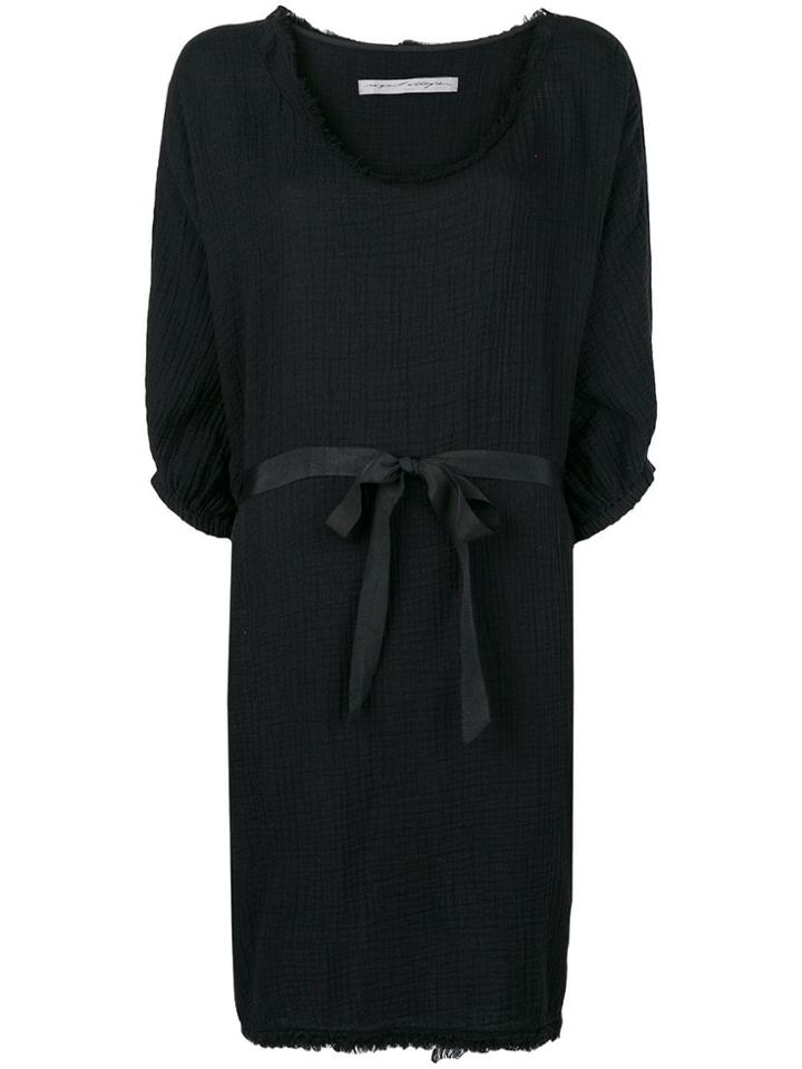 Raquel Allegra Frayed Hem Belted Dress - Black
