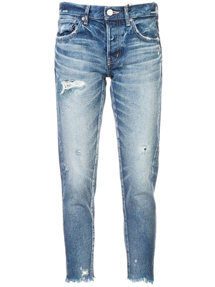 Moussy Vintage Washed Raw Hem Jeans - Blue