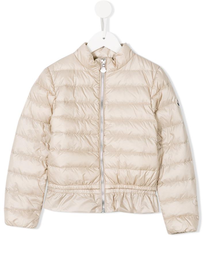 Moncler Kids Zipped Padded Jacket, Girl's, Size: 8 Yrs, Nude/neutrals