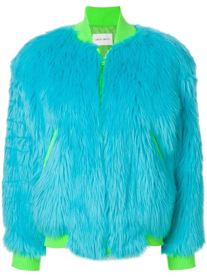 Alberta Ferretti Faux-fur Bomber Jacket - Blue