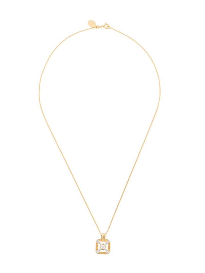 V By Laura Vann Eleanor White Pendant Necklace - Gold