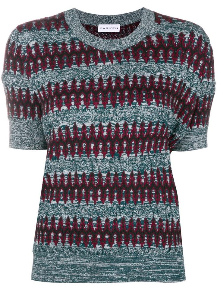 Carven Ethnic Knit Sweater - Blue