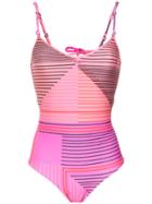Amir Slama Geometric Print Swimsuit - Pink & Purple
