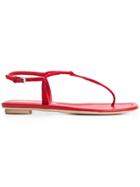 Prada Flat T-bar Sandals - Red