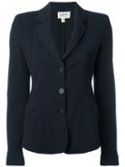 Armani Collezioni Textured Button Blazer, Women's, Size: 40, Blue, Polyester/viscose/spandex/elastane