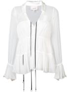 Cinq A Sept - Flared V-neck Blouse - Women - Silk/polyester - L, Women's, White, Silk/polyester