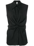 M Missoni Sleeveless Ruched Front Shirt - Black