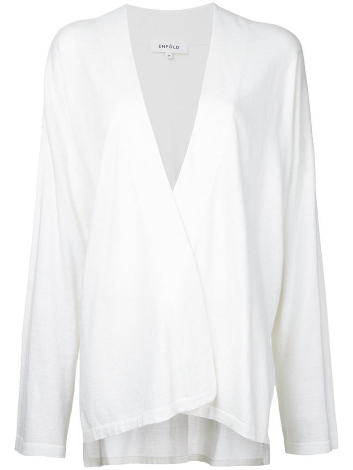 Enföld - Oversize Wrap Front Cardigan - Women - Cotton - 38, Nude/neutrals, Cotton