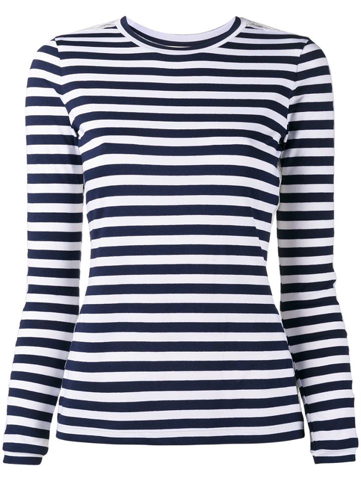Natasha Zinko Lace Insert Striped Top - Blue